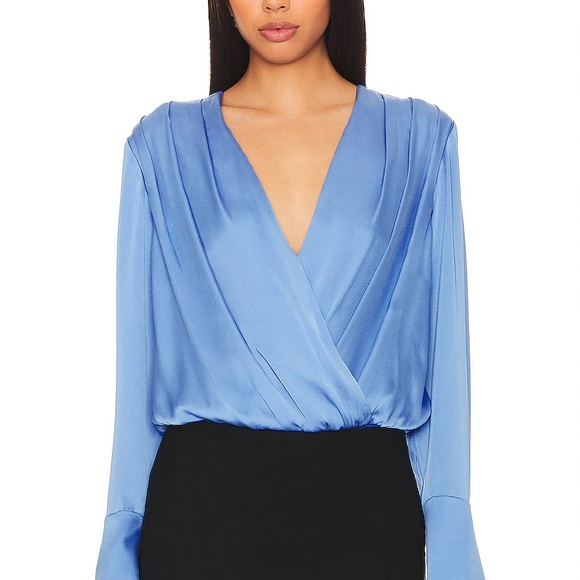 NEW Favorite Daughter The Date Blouse Bodysuit Sky Blue Anthropologie NWT - Picture 3 of 9